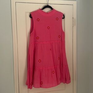 Worn once j.marie hot pink sundress with orange and red detail. Size L